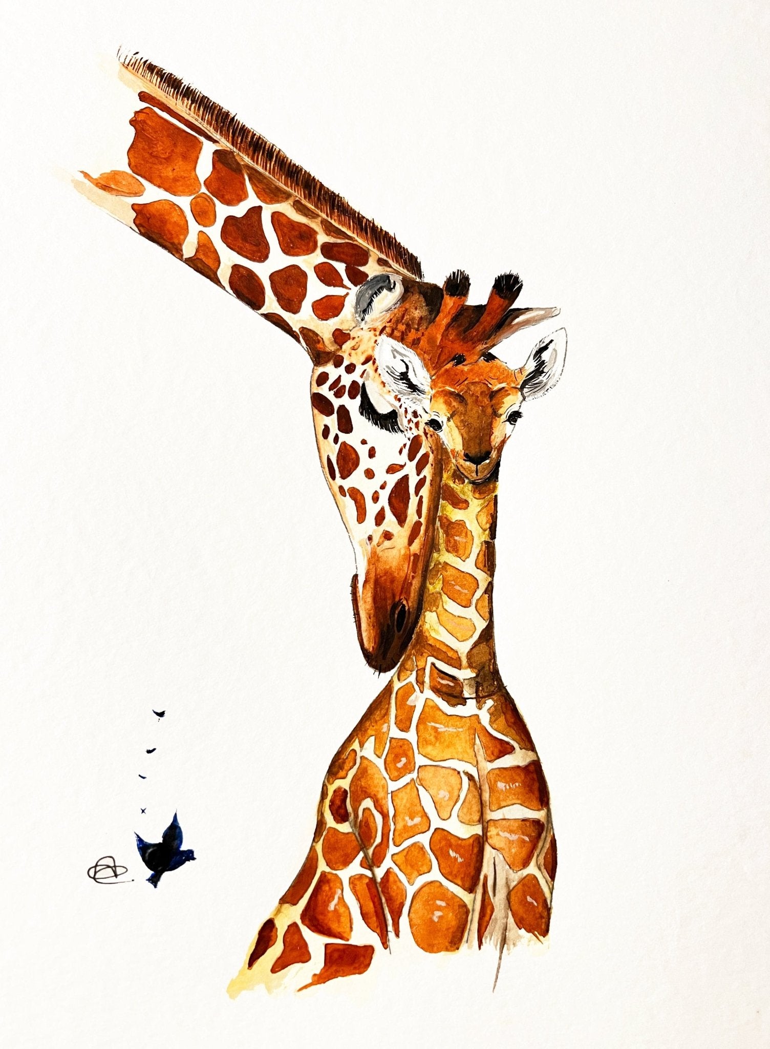 Original encadré - Girafon et sa maman - Alexandra de Lambilly Illustration